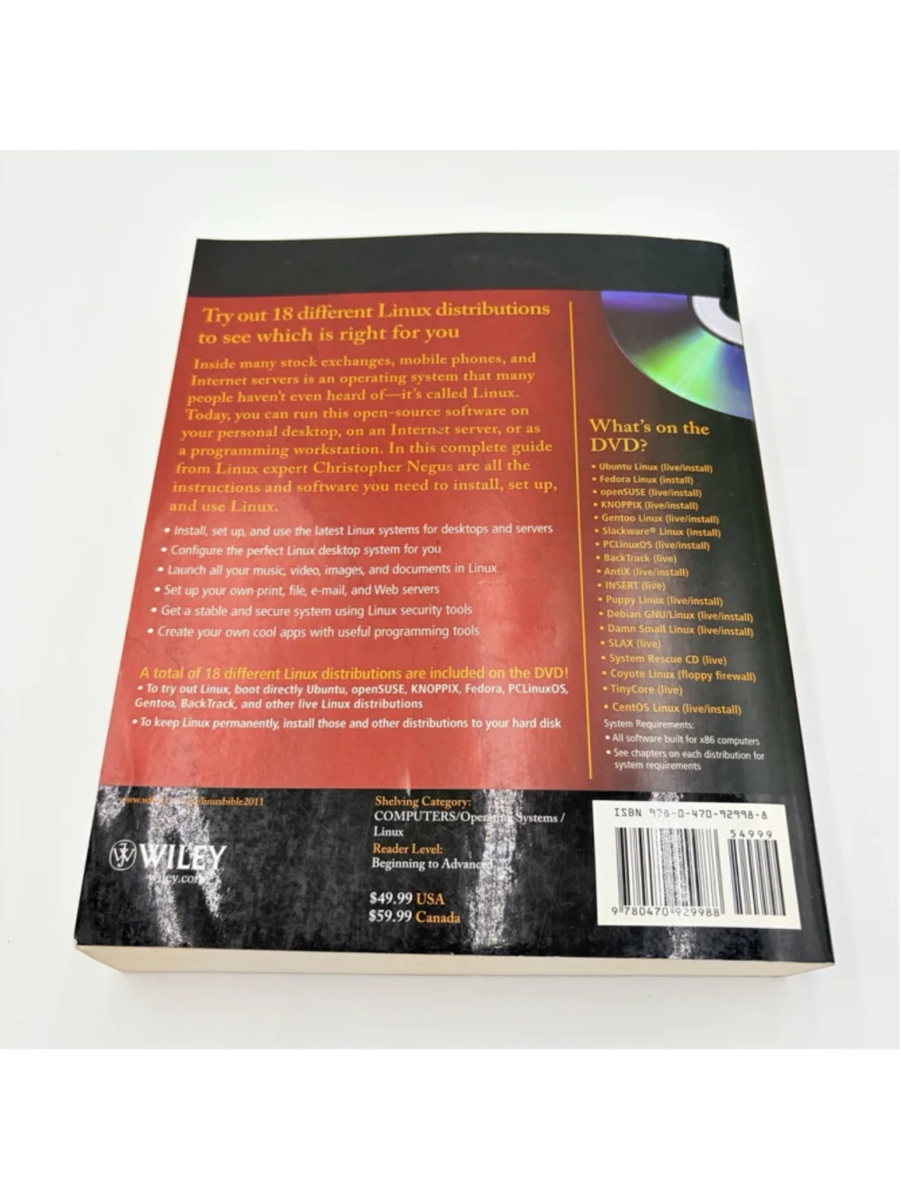 LINUX BIBLE 2011 Edition Christopher Negus Paperback WITH DVD Wiley